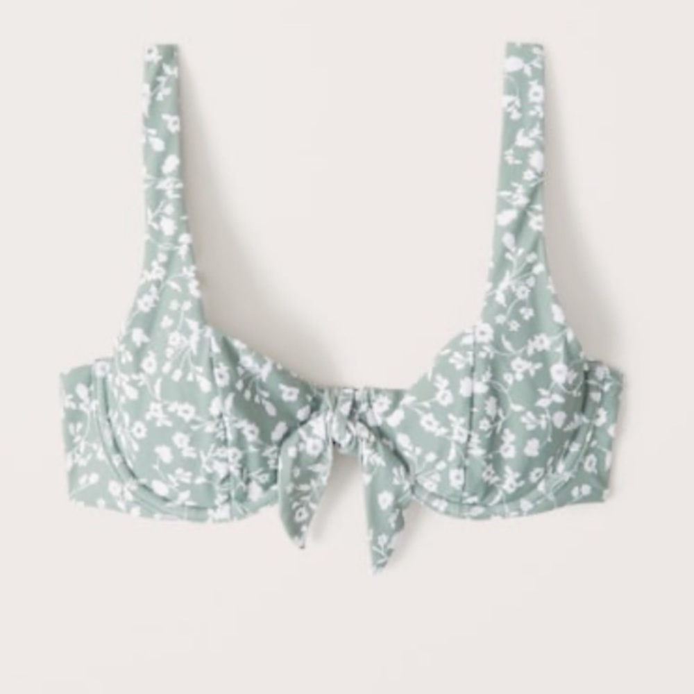 Abercrombie and fitch light green floral underwire swim bikini top